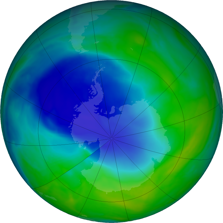 Antarctic ozone map for 25 November 2022